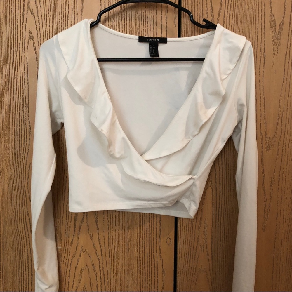 White ruffle crop top